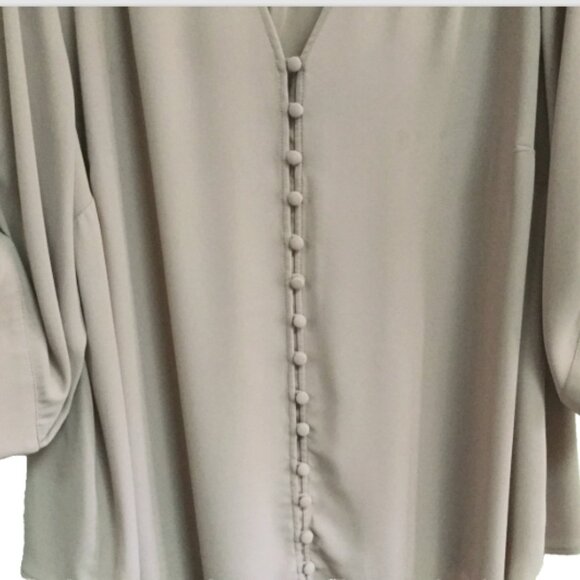 Torrid Women Size 3 3x 22-24 Tan Taupe Harper Blouse Top V-neck Button Front - Picture 5 of 10